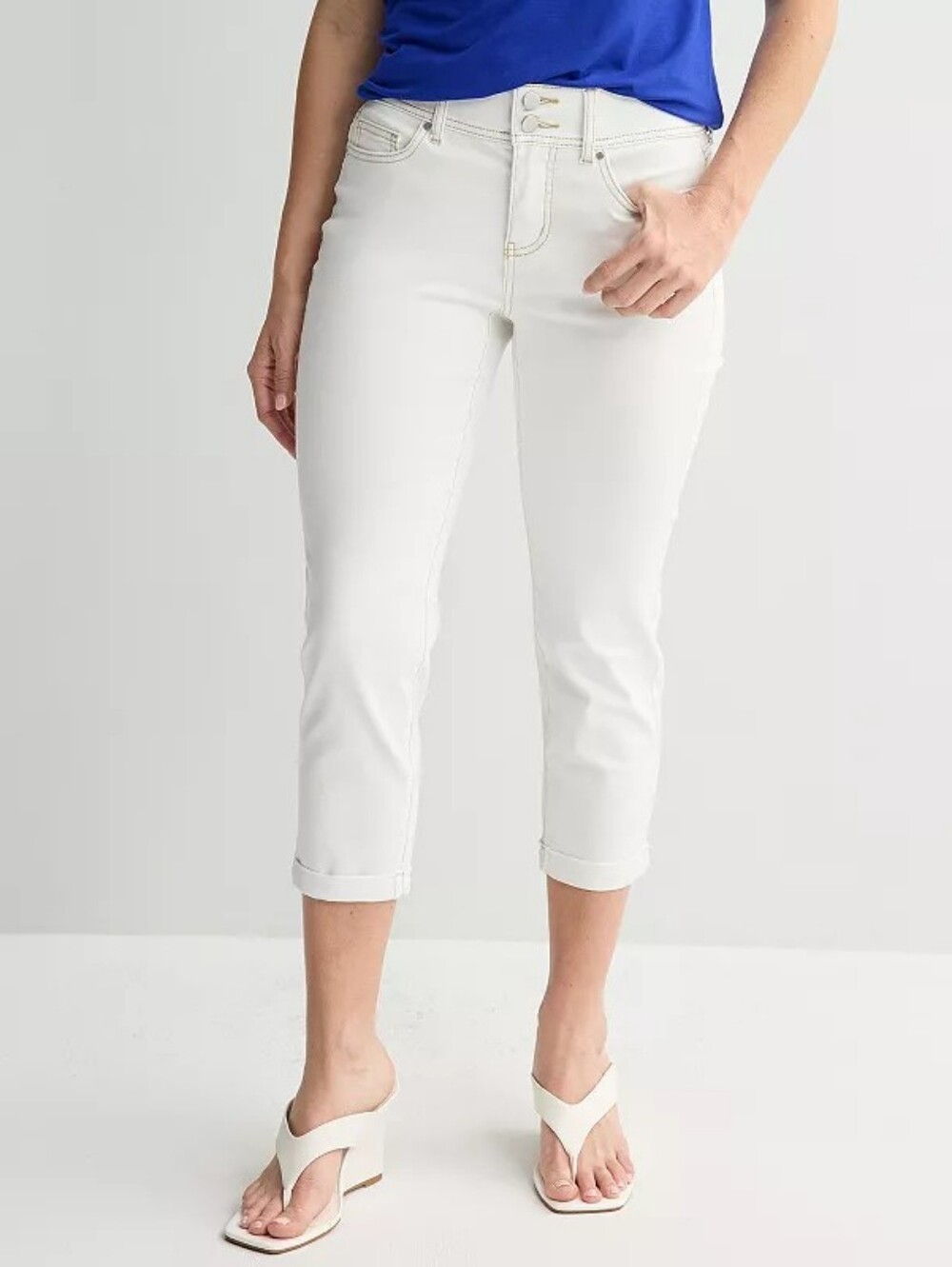 Apt 9 - Tummy Control White Denim Capri - Size 16 NWT
